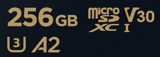 microSDカード表面に印字されたU3・V30規格マーク
