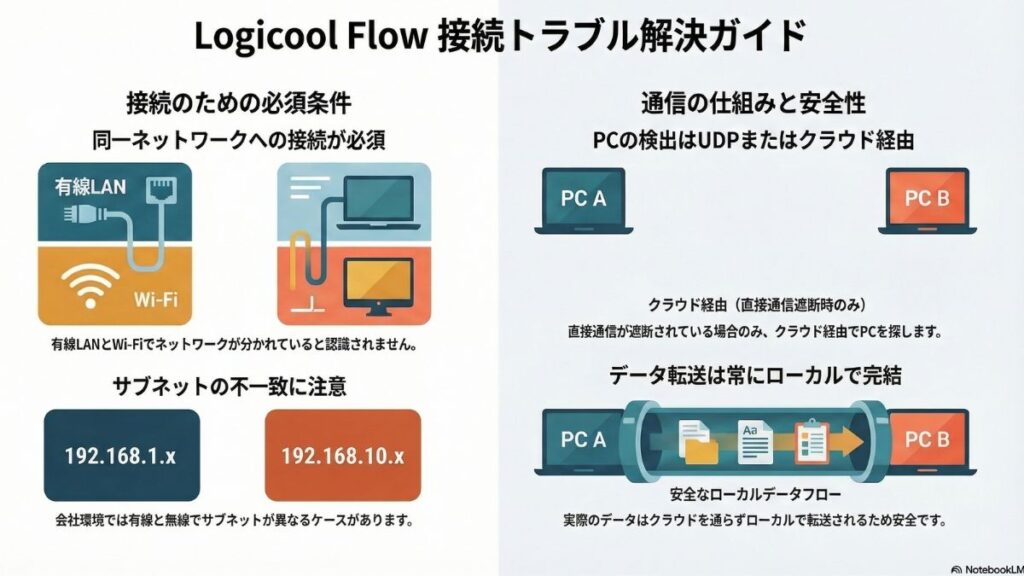 Logicool FlowのネットワークPC検出画面のイメージ